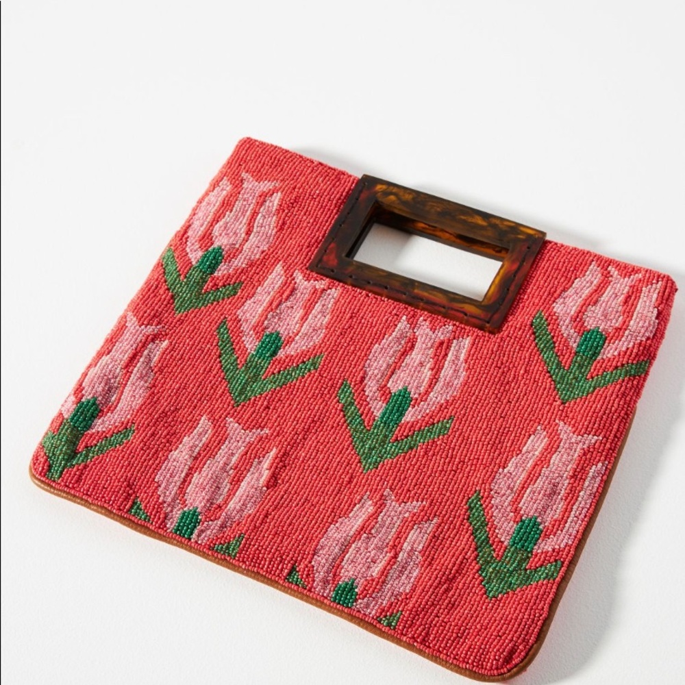 Anthropologie Beaded Floral Clutch